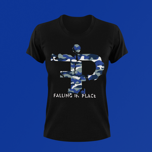 Falling In Place Navy Camo Logo Tee.