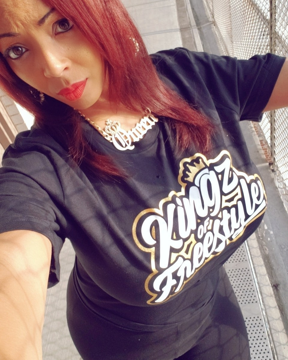 Official Kingz of Freestyle Brought to you by "TONY TKA”white and gold logo Tee.